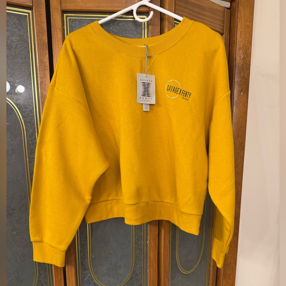 Ladies FENTY Beauty Vibrant Mustard Yellow Sweatshirt, BRAND NEW